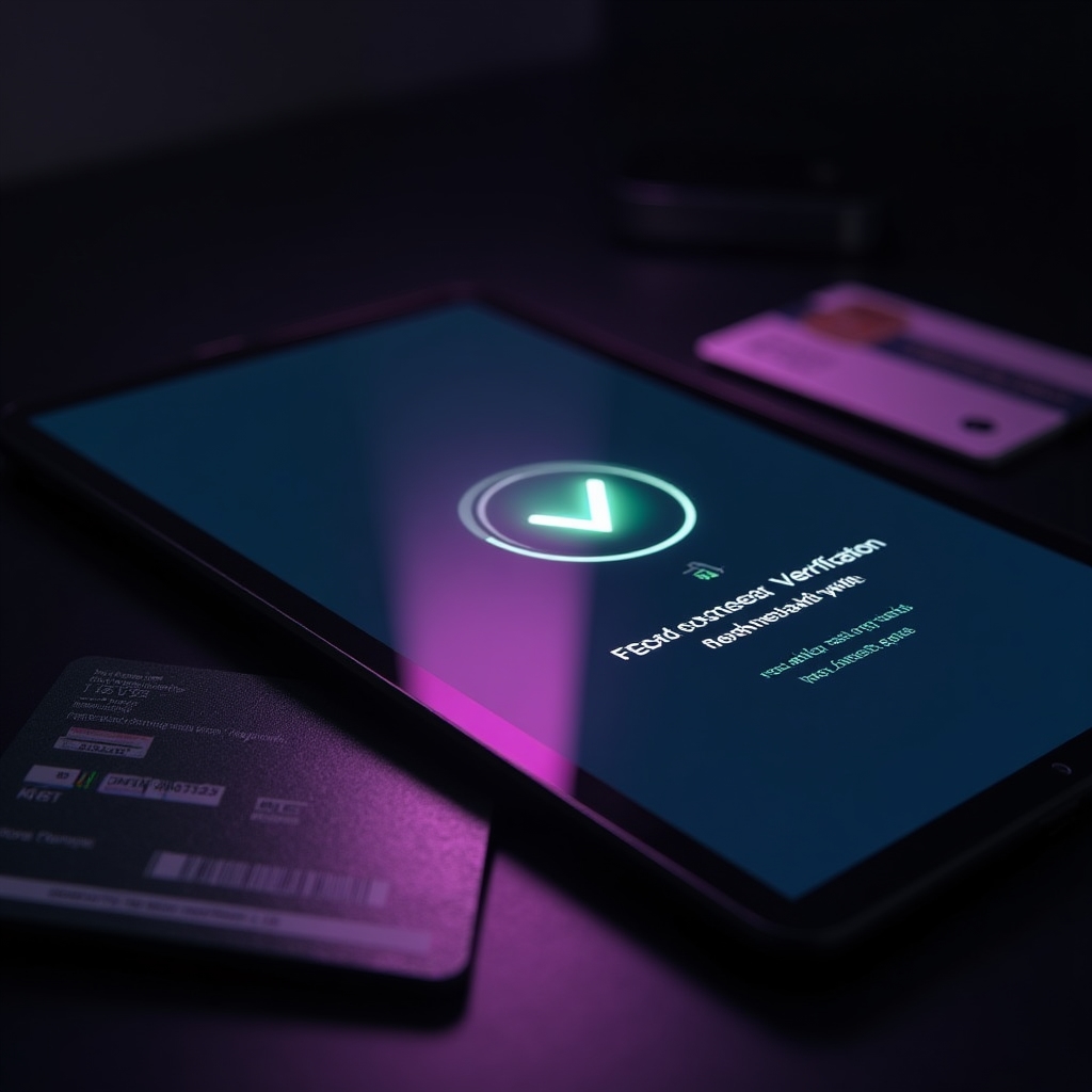 Government ID document and verification process on digital tablet screen